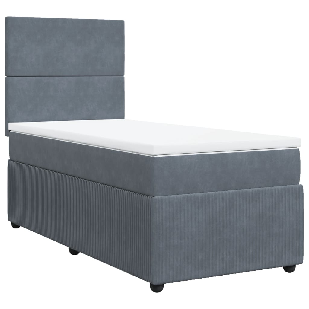 Boxspring met matras fluweel donkergrijs 90x200 cm Bedden & bedframes | Creëer jouw Trendy Thuis | Gratis bezorgd & Retour | Trendy.nl