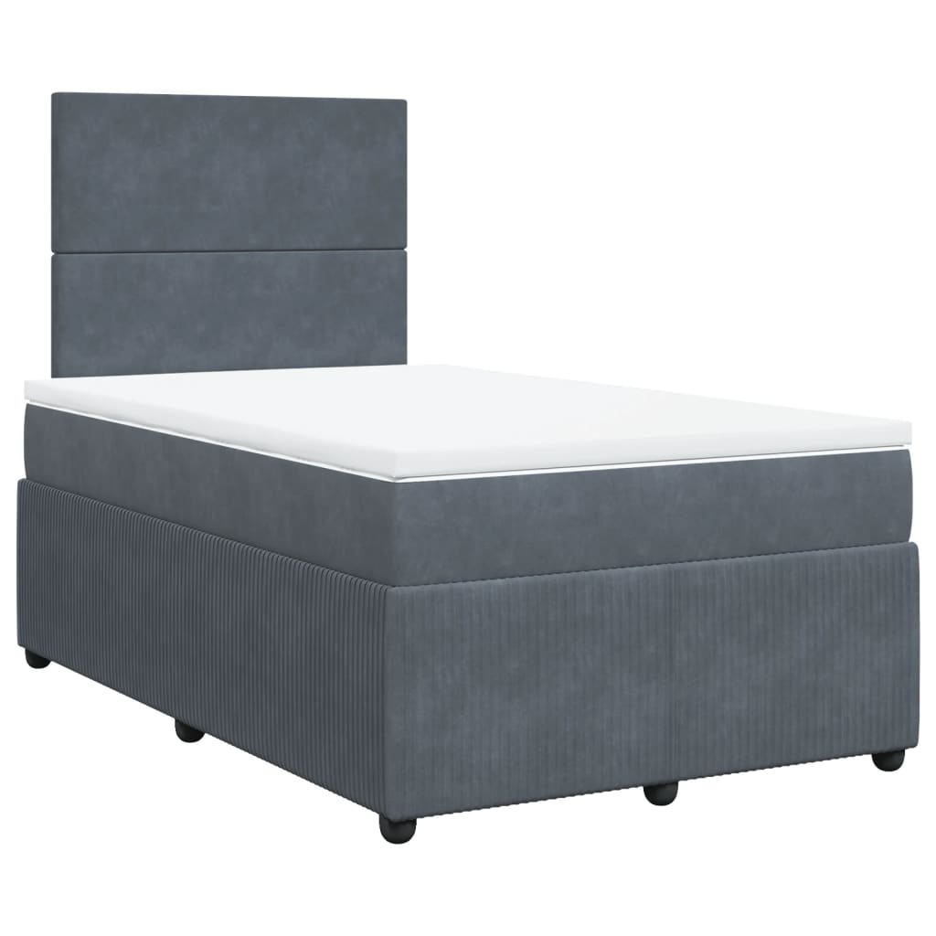 Boxspring met matras fluweel donkergrijs 120x200 cm Bedden & bedframes | Creëer jouw Trendy Thuis | Gratis bezorgd & Retour | Trendy.nl