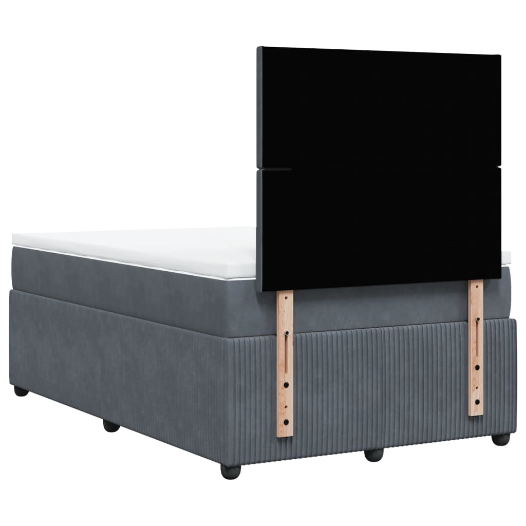 Boxspring met matras fluweel donkergrijs 120x200 cm Bedden & bedframes | Creëer jouw Trendy Thuis | Gratis bezorgd & Retour | Trendy.nl