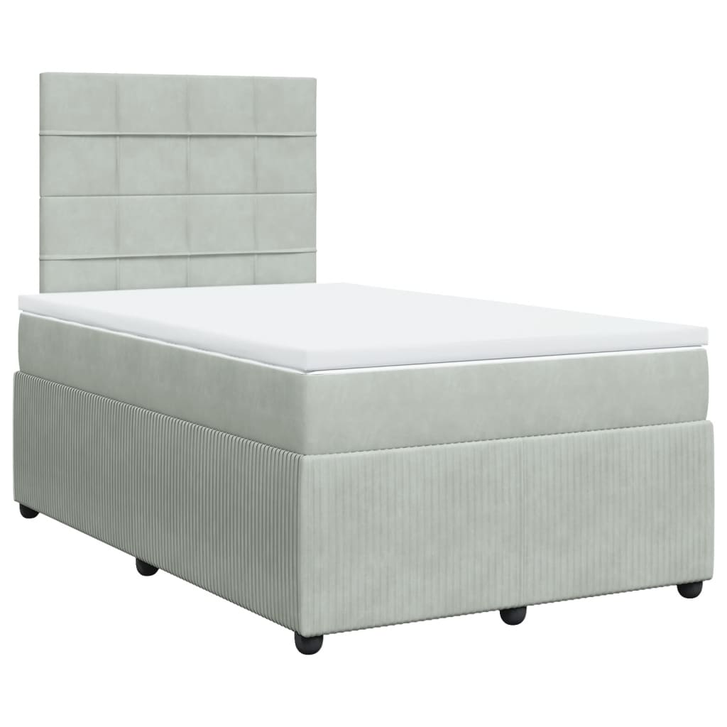 Boxspring met matras fluweel lichtgrijs 120x200 cm Bedden & bedframes | Creëer jouw Trendy Thuis | Gratis bezorgd & Retour | Trendy.nl