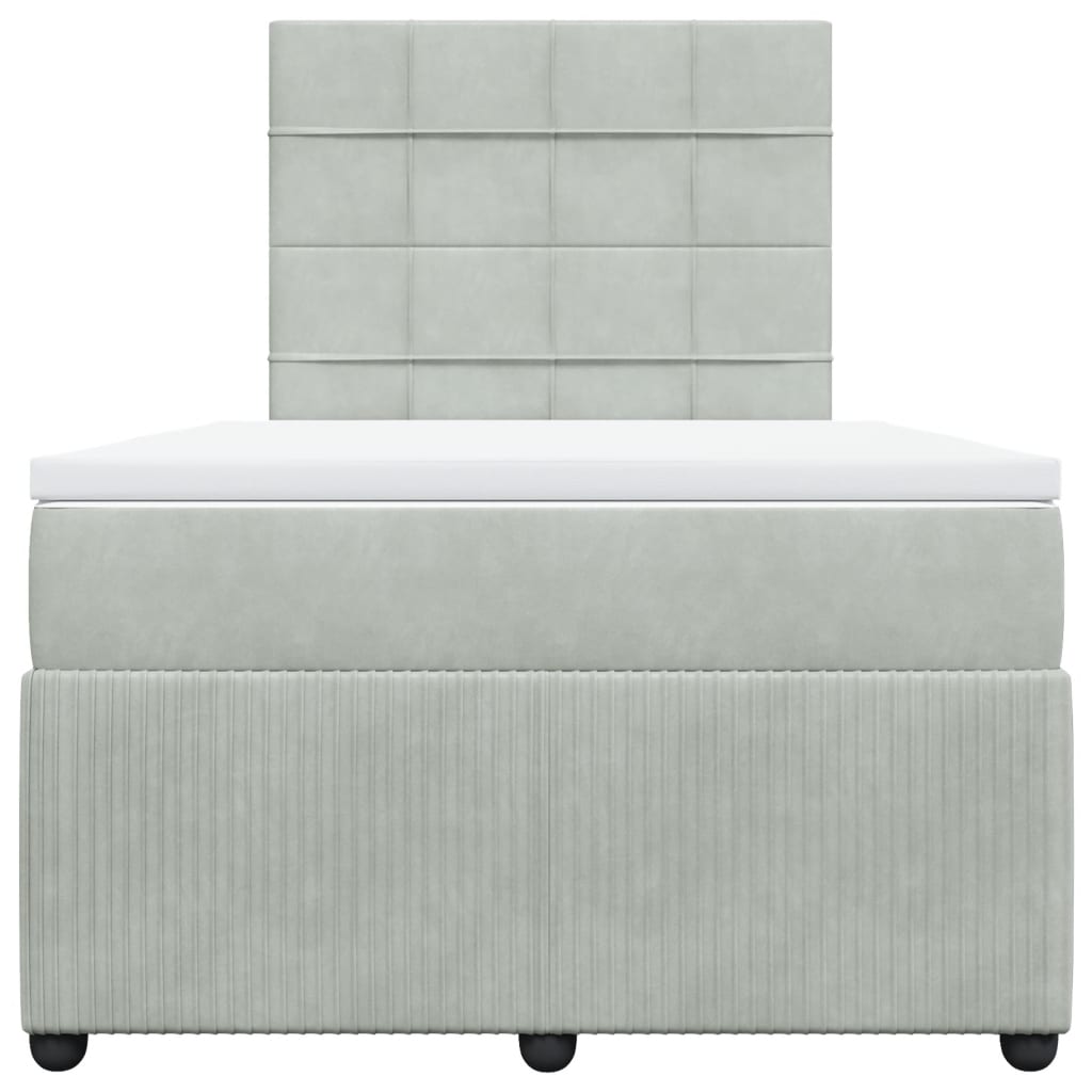 Boxspring met matras fluweel lichtgrijs 120x200 cm Bedden & bedframes | Creëer jouw Trendy Thuis | Gratis bezorgd & Retour | Trendy.nl