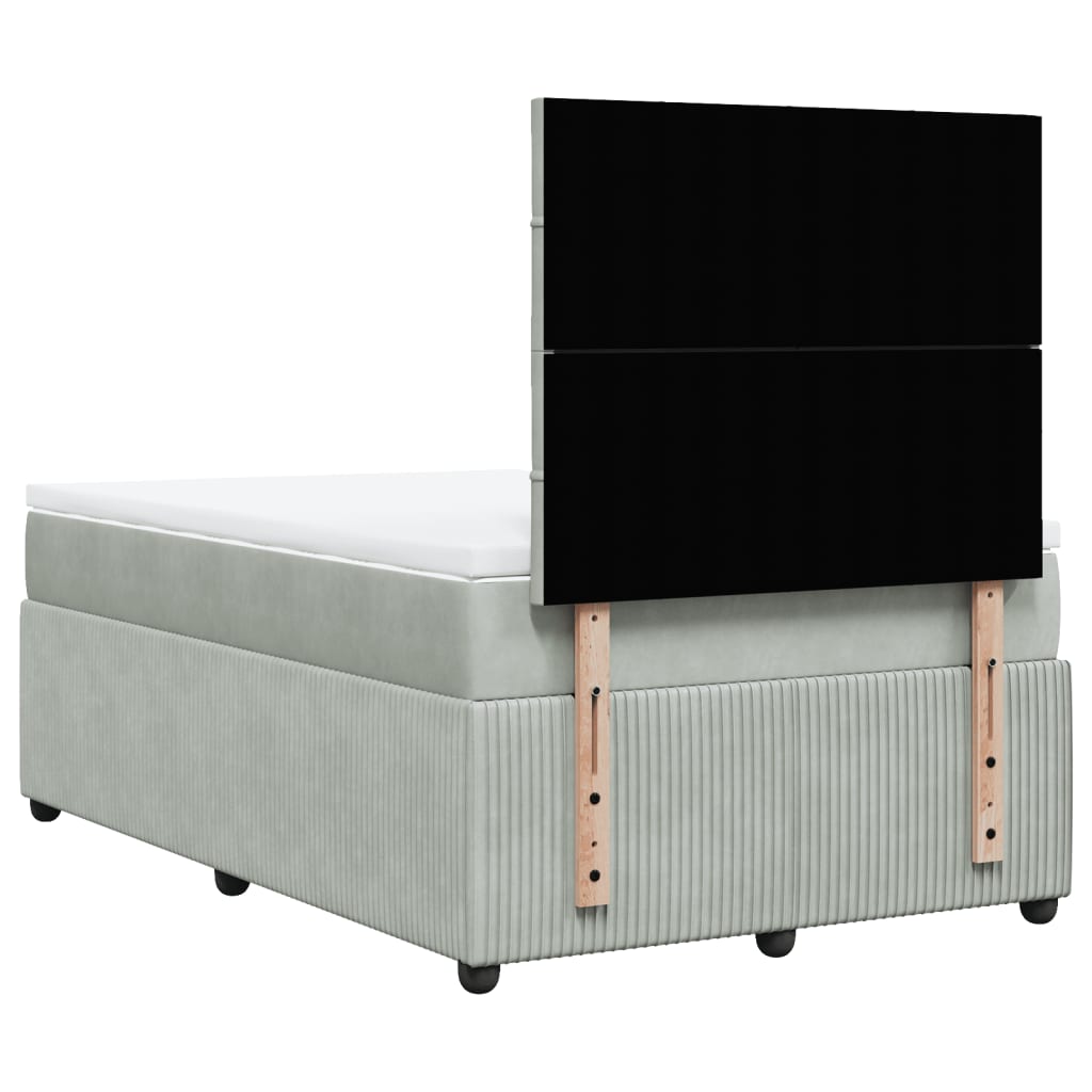 Boxspring met matras fluweel lichtgrijs 120x200 cm Bedden & bedframes | Creëer jouw Trendy Thuis | Gratis bezorgd & Retour | Trendy.nl