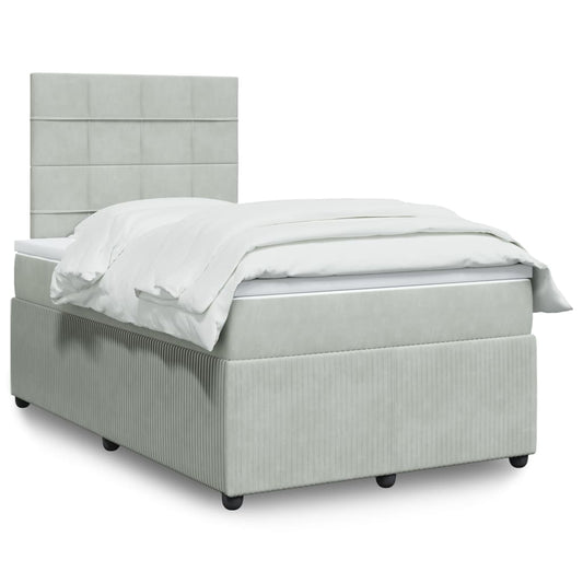 Boxspring met matras fluweel lichtgrijs 120x200 cm Bedden & bedframes | Creëer jouw Trendy Thuis | Gratis bezorgd & Retour | Trendy.nl