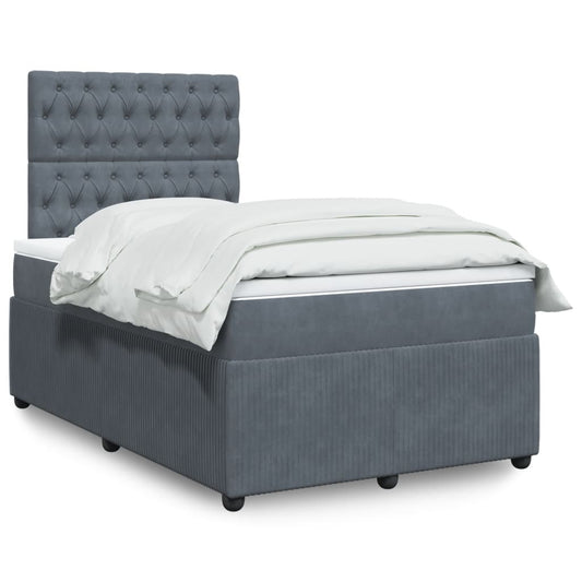 Boxspring met matras fluweel donkergrijs 120x200 cm Bedden & bedframes | Creëer jouw Trendy Thuis | Gratis bezorgd & Retour | Trendy.nl