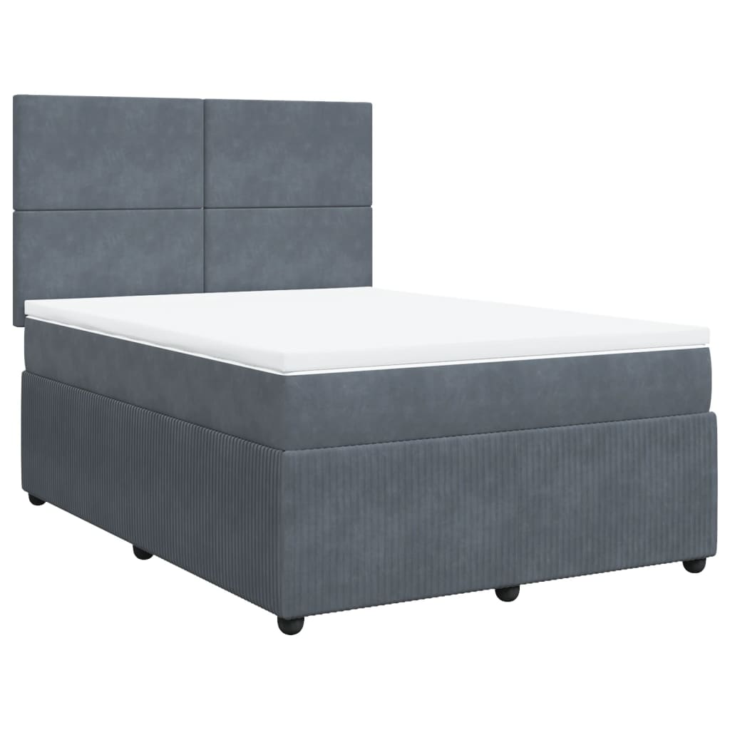 Boxspring met matras fluweel donkergrijs 140x190 cm Bedden & bedframes | Creëer jouw Trendy Thuis | Gratis bezorgd & Retour | Trendy.nl