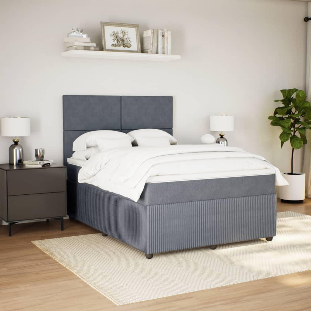 Boxspring met matras fluweel donkergrijs 140x190 cm Bedden & bedframes | Creëer jouw Trendy Thuis | Gratis bezorgd & Retour | Trendy.nl