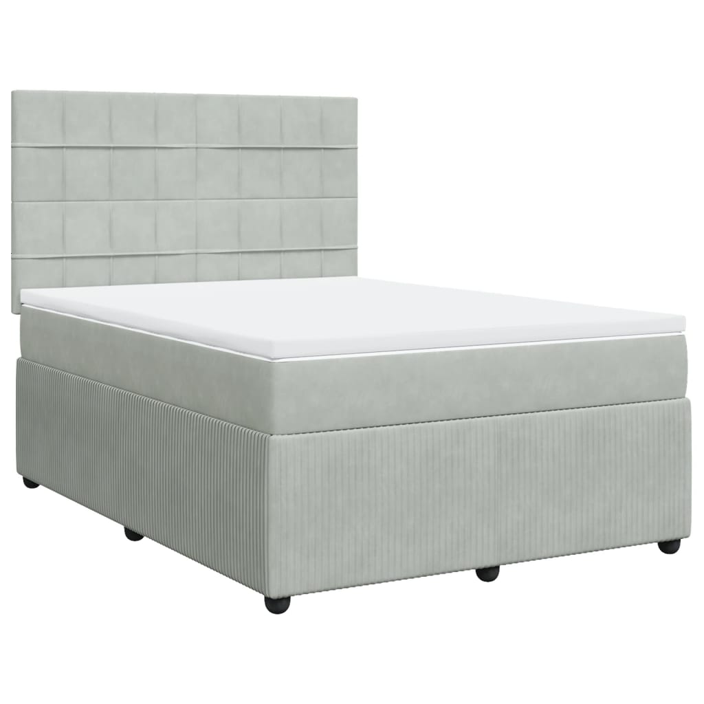 Boxspring met matras fluweel lichtgrijs 140x190 cm Bedden & bedframes | Creëer jouw Trendy Thuis | Gratis bezorgd & Retour | Trendy.nl