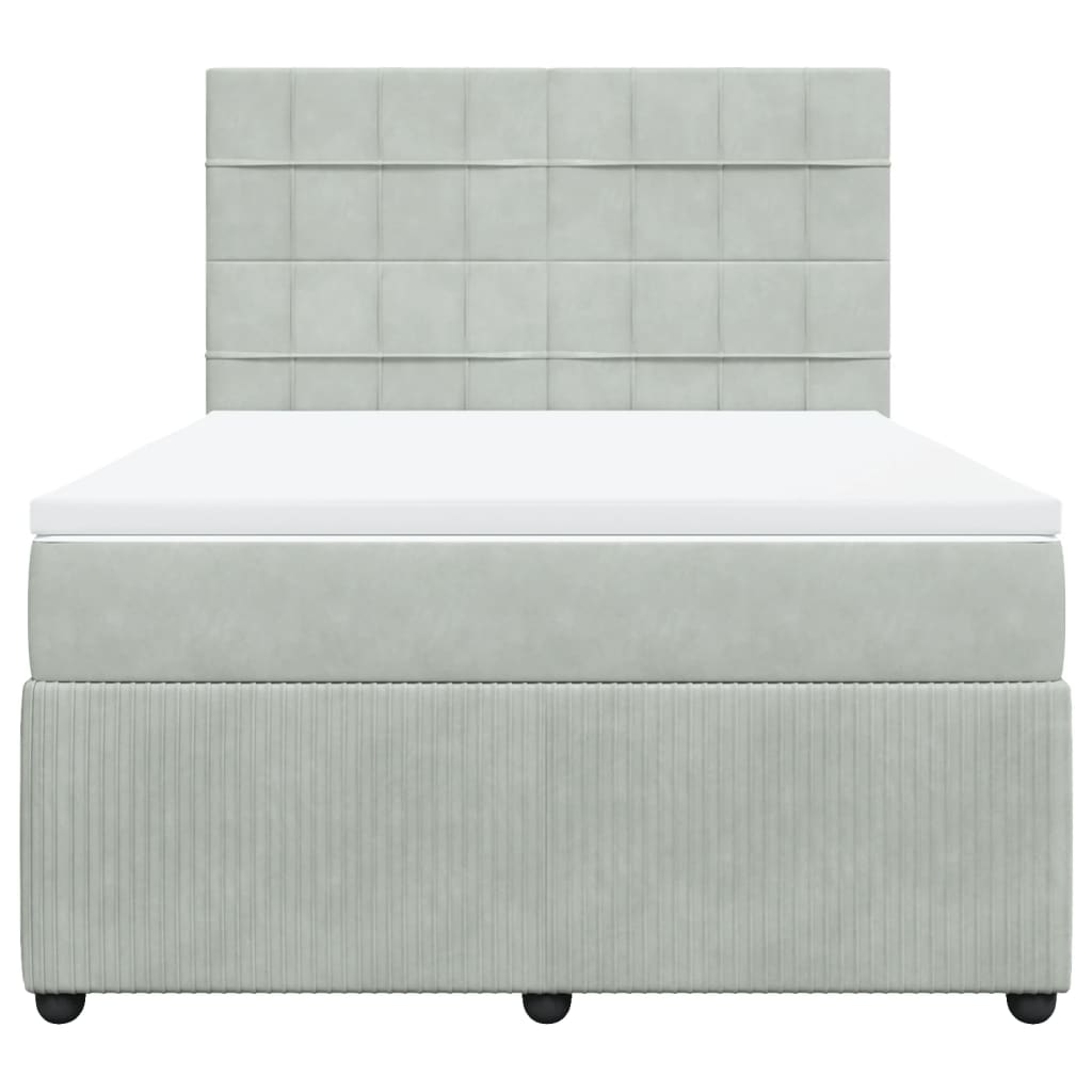 Boxspring met matras fluweel lichtgrijs 140x190 cm Bedden & bedframes | Creëer jouw Trendy Thuis | Gratis bezorgd & Retour | Trendy.nl