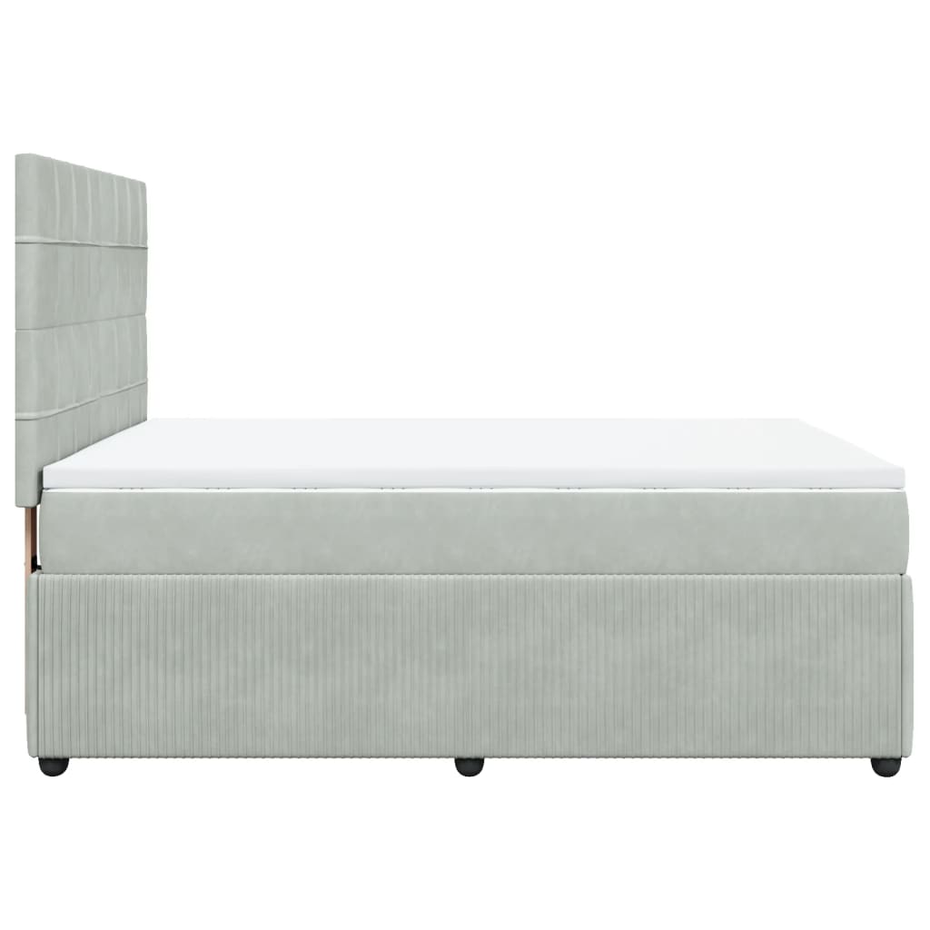 Boxspring met matras fluweel lichtgrijs 140x190 cm Bedden & bedframes | Creëer jouw Trendy Thuis | Gratis bezorgd & Retour | Trendy.nl