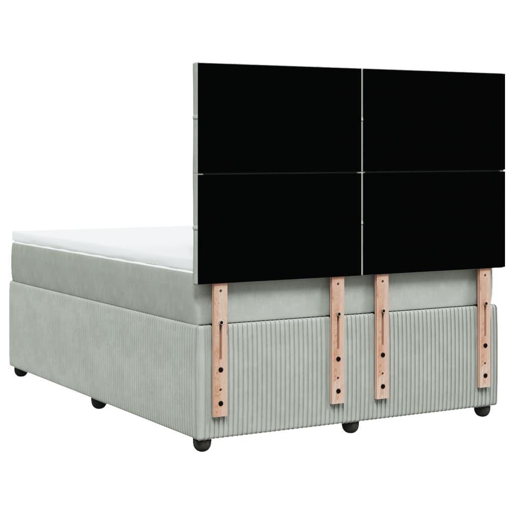 Boxspring met matras fluweel lichtgrijs 140x190 cm Bedden & bedframes | Creëer jouw Trendy Thuis | Gratis bezorgd & Retour | Trendy.nl