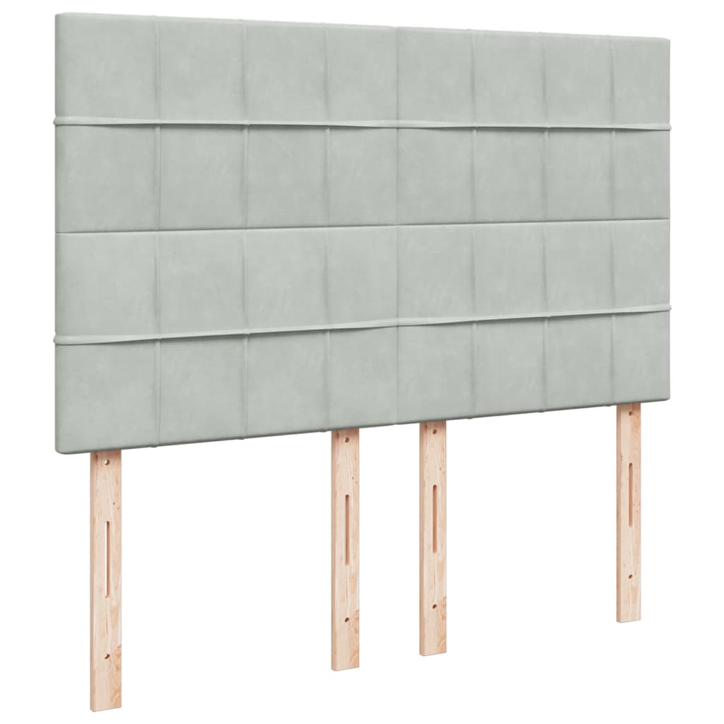 Boxspring met matras fluweel lichtgrijs 140x190 cm Bedden & bedframes | Creëer jouw Trendy Thuis | Gratis bezorgd & Retour | Trendy.nl