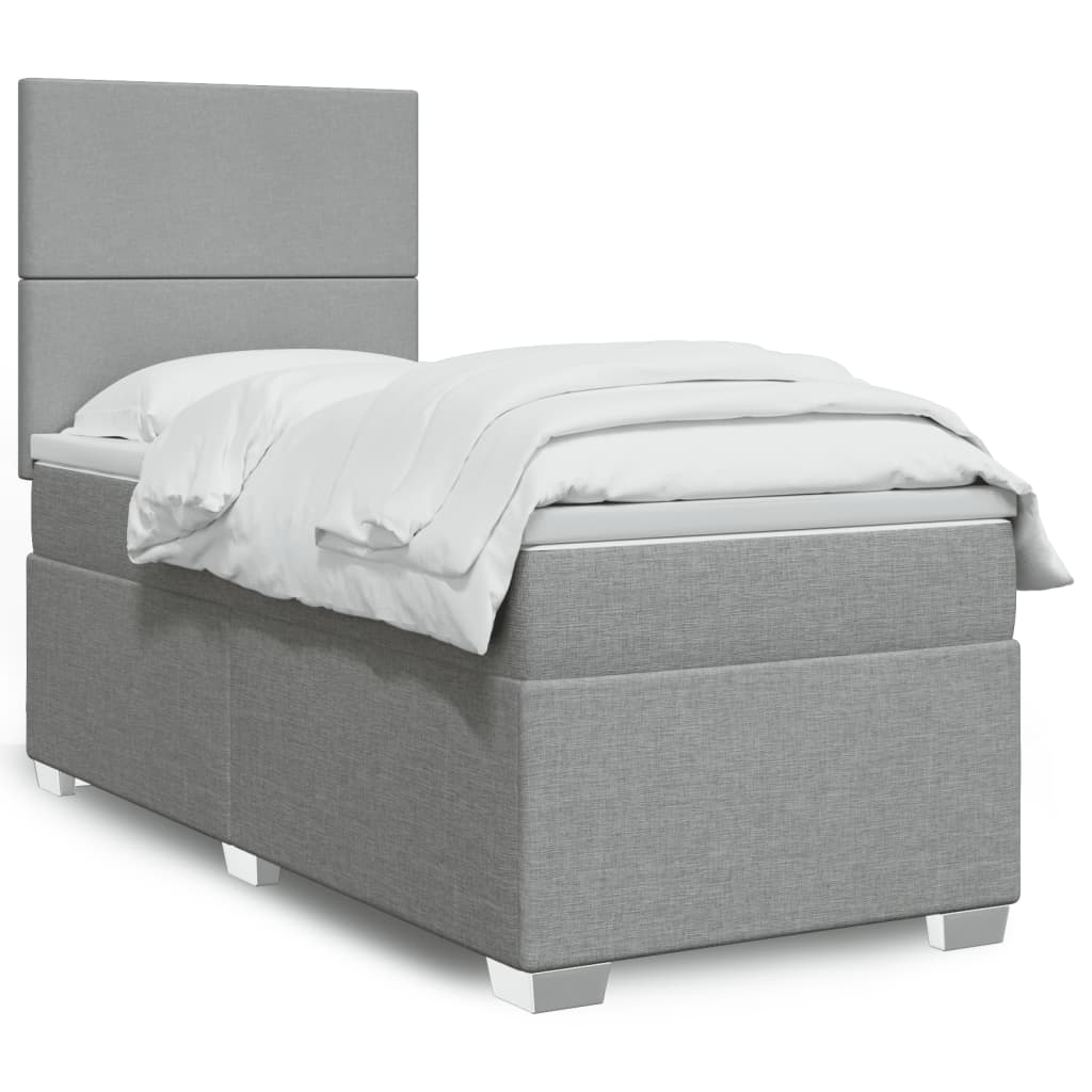 Boxspring met matras stof lichtgrijs 90x190 cm Bedden & bedframes | Creëer jouw Trendy Thuis | Gratis bezorgd & Retour | Trendy.nl