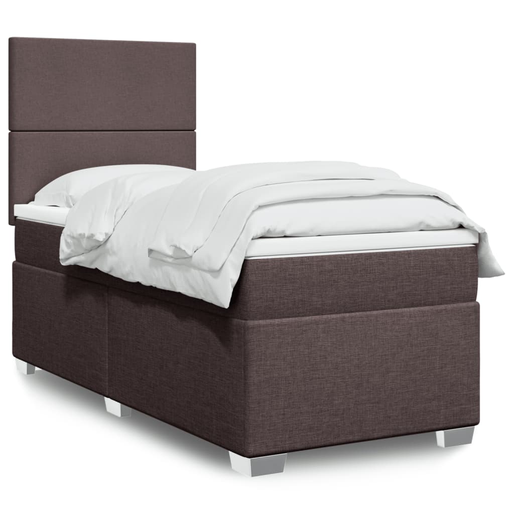 Boxspring met matras stof donkerbruin 90x190 cm Bedden & bedframes | Creëer jouw Trendy Thuis | Gratis bezorgd & Retour | Trendy.nl