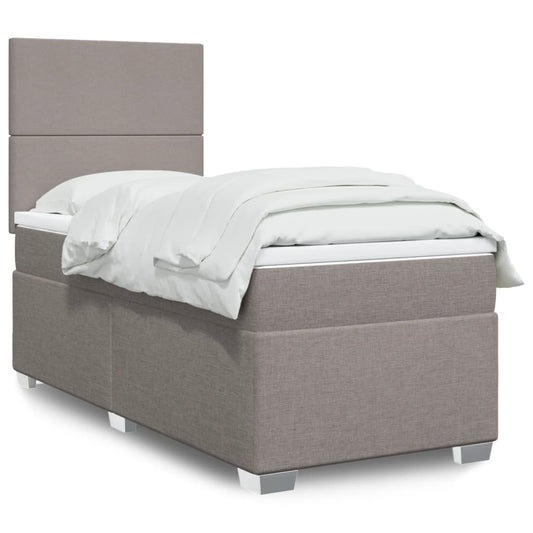 Boxspring met matras stof taupe 90x190 cm Bedden & bedframes | Creëer jouw Trendy Thuis | Gratis bezorgd & Retour | Trendy.nl