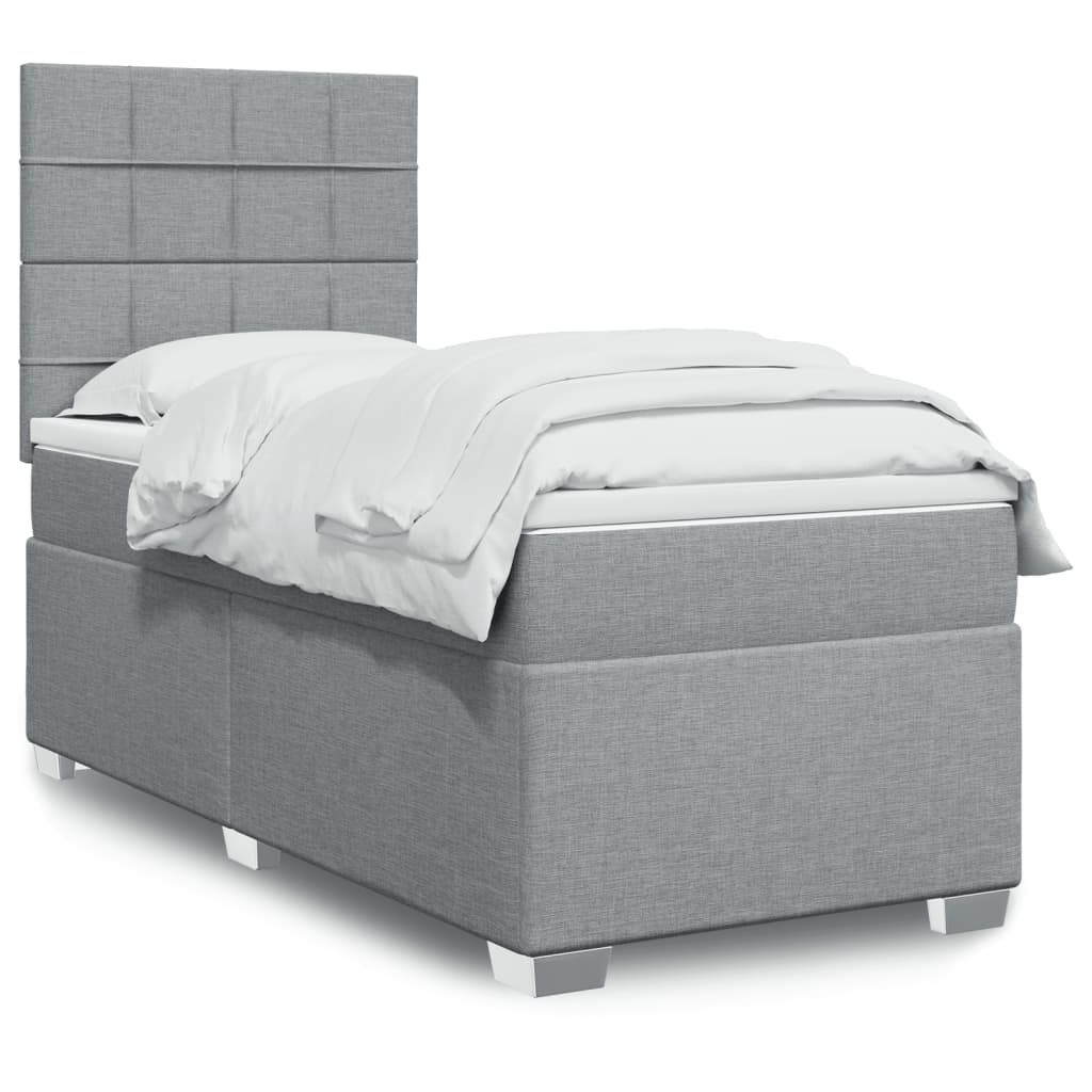 Boxspring met matras stof lichtgrijs 90x190 cm Bedden & bedframes | Creëer jouw Trendy Thuis | Gratis bezorgd & Retour | Trendy.nl