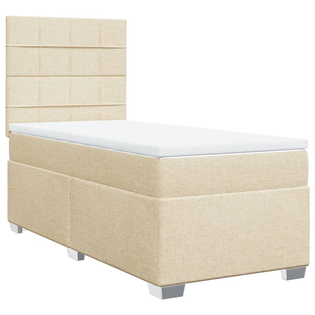 Boxspring met matras stof crèmekleurig 90x190 cm