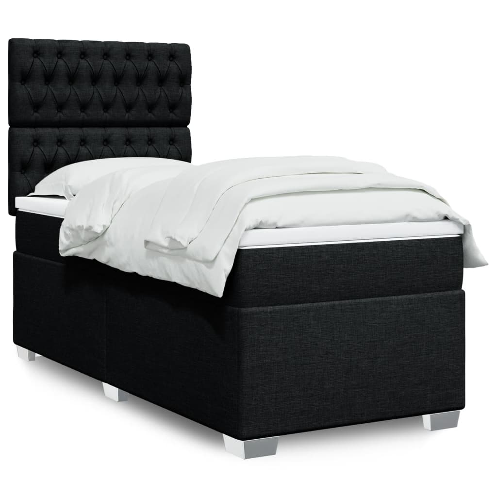 Boxspring met matras stof zwart 90x190 cm Bedden & bedframes | Creëer jouw Trendy Thuis | Gratis bezorgd & Retour | Trendy.nl