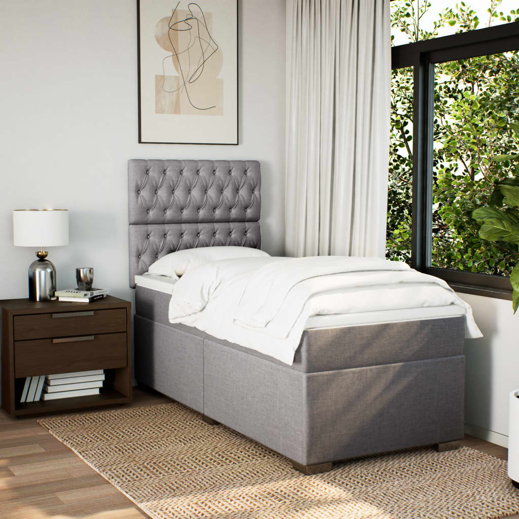 Boxspring met matras stof taupe 90x190 cm Bedden & bedframes | Creëer jouw Trendy Thuis | Gratis bezorgd & Retour | Trendy.nl