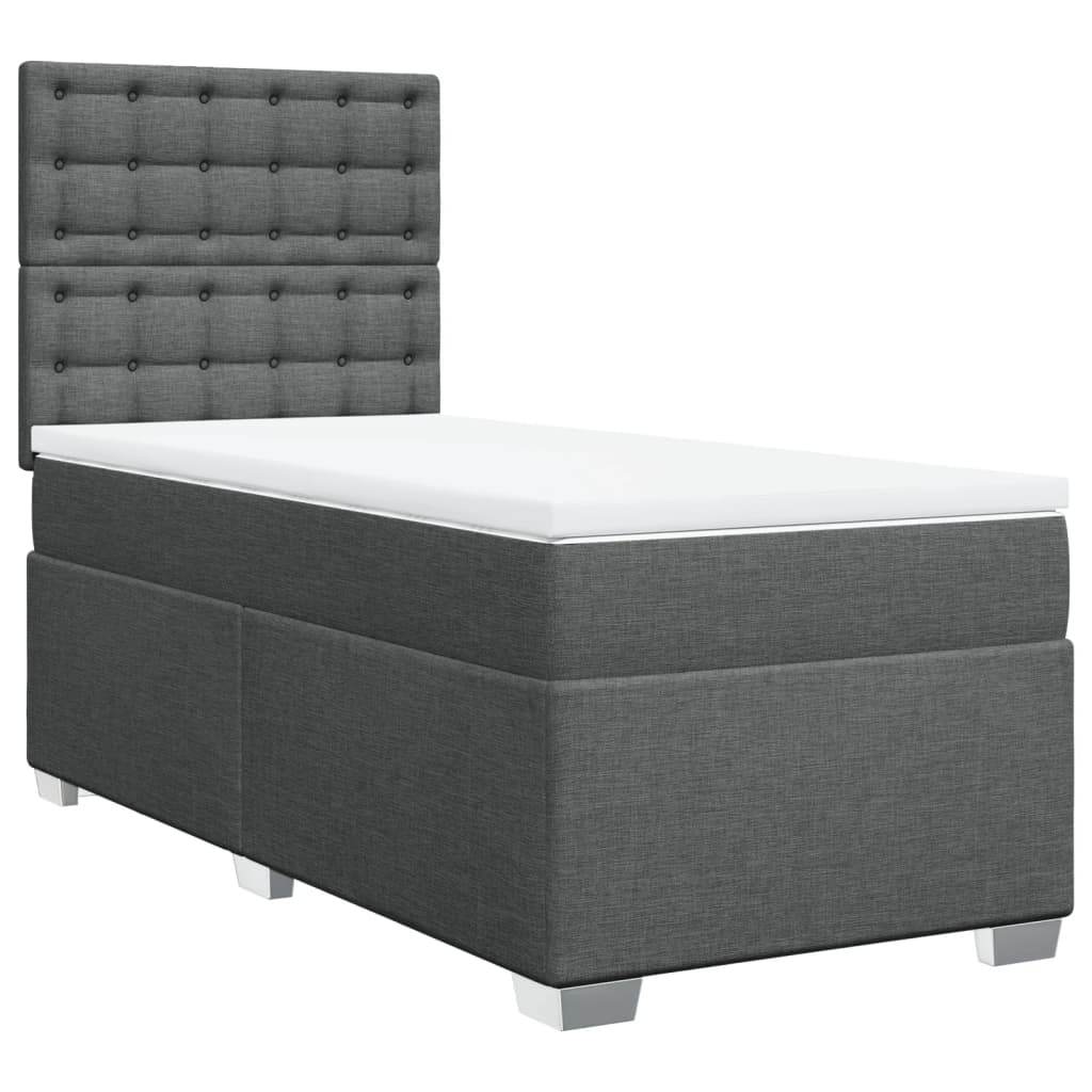 Boxspring met matras stof donkergrijs 90x190 cm Bedden & bedframes | Creëer jouw Trendy Thuis | Gratis bezorgd & Retour | Trendy.nl