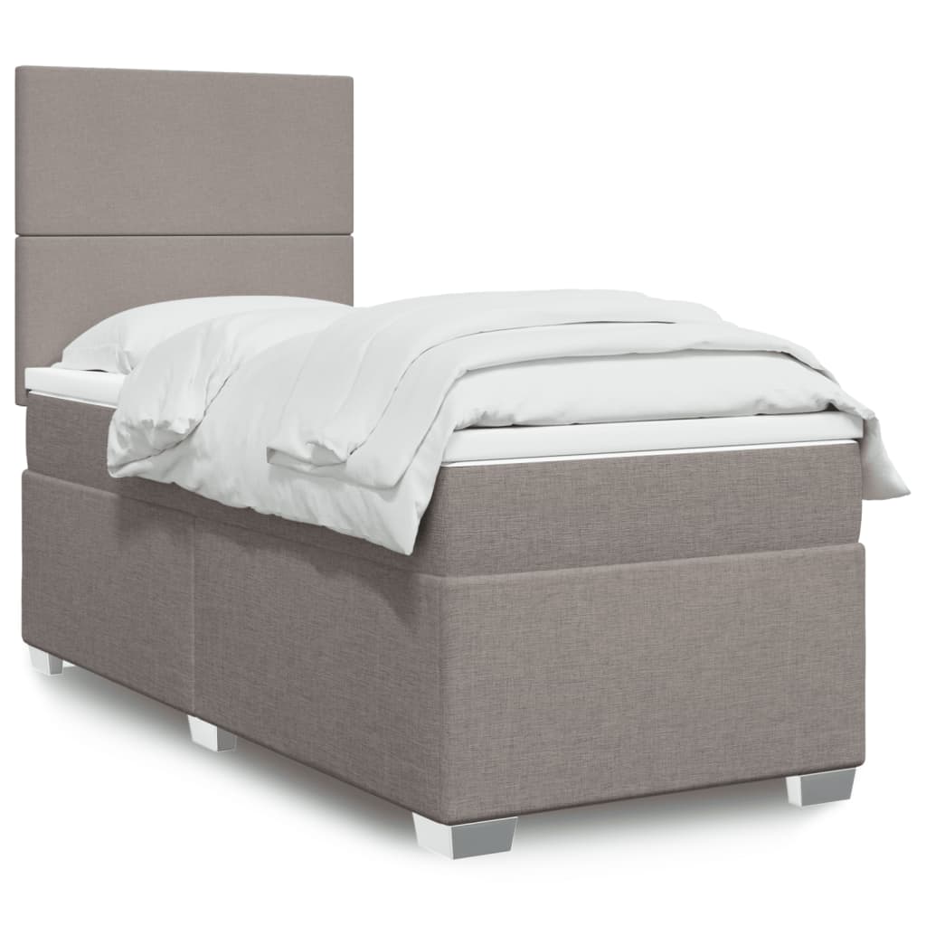 Boxspring met matras stof taupe 90x200 cm Bedden & bedframes | Creëer jouw Trendy Thuis | Gratis bezorgd & Retour | Trendy.nl