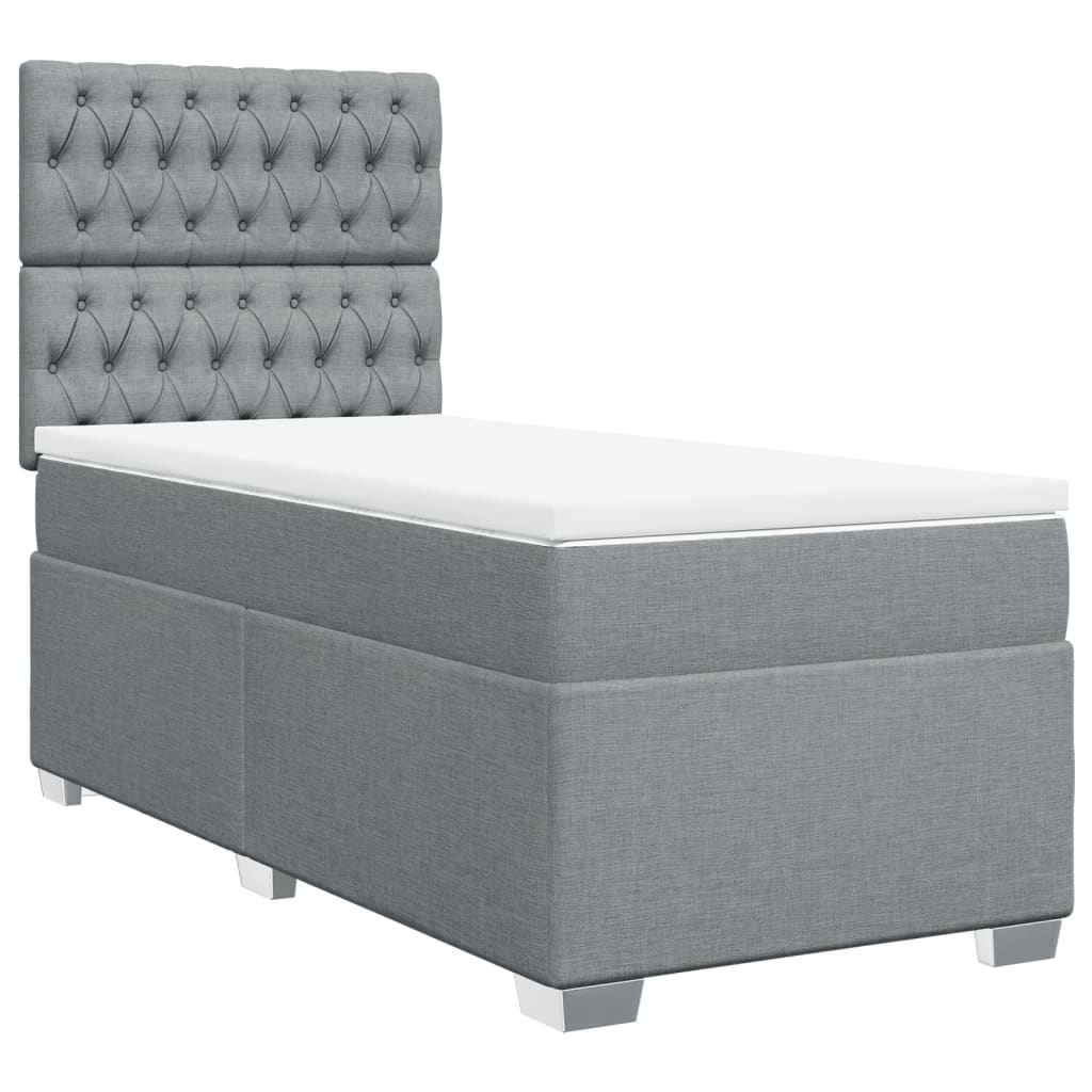 Boxspring met matras stof lichtgrijs 90x200 cm Bedden & bedframes | Creëer jouw Trendy Thuis | Gratis bezorgd & Retour | Trendy.nl