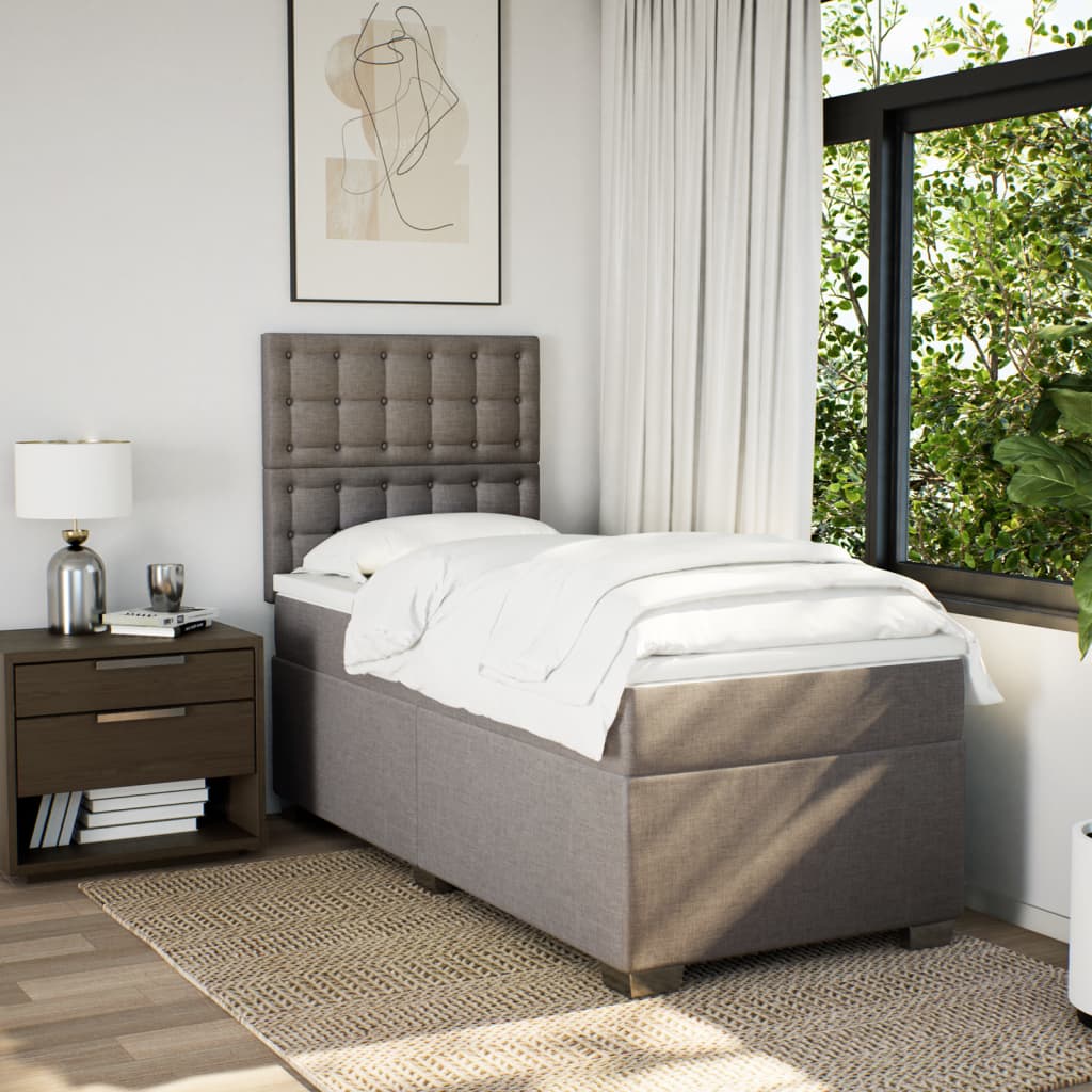 Boxspring met matras stof taupe 90x200 cm Bedden & bedframes | Creëer jouw Trendy Thuis | Gratis bezorgd & Retour | Trendy.nl