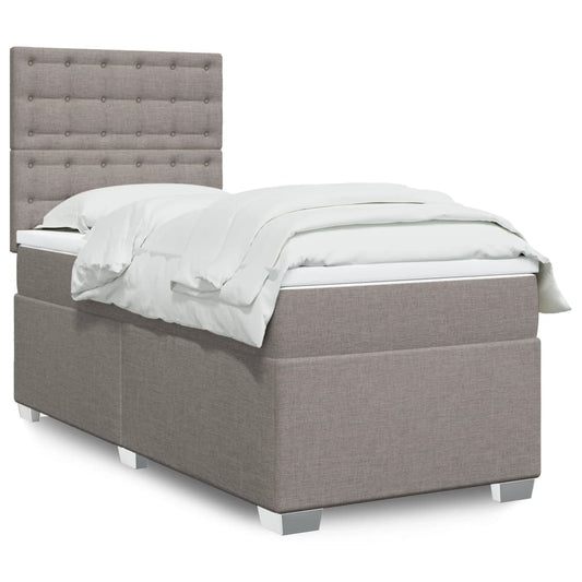 Boxspring met matras stof taupe 90x200 cm Bedden & bedframes | Creëer jouw Trendy Thuis | Gratis bezorgd & Retour | Trendy.nl