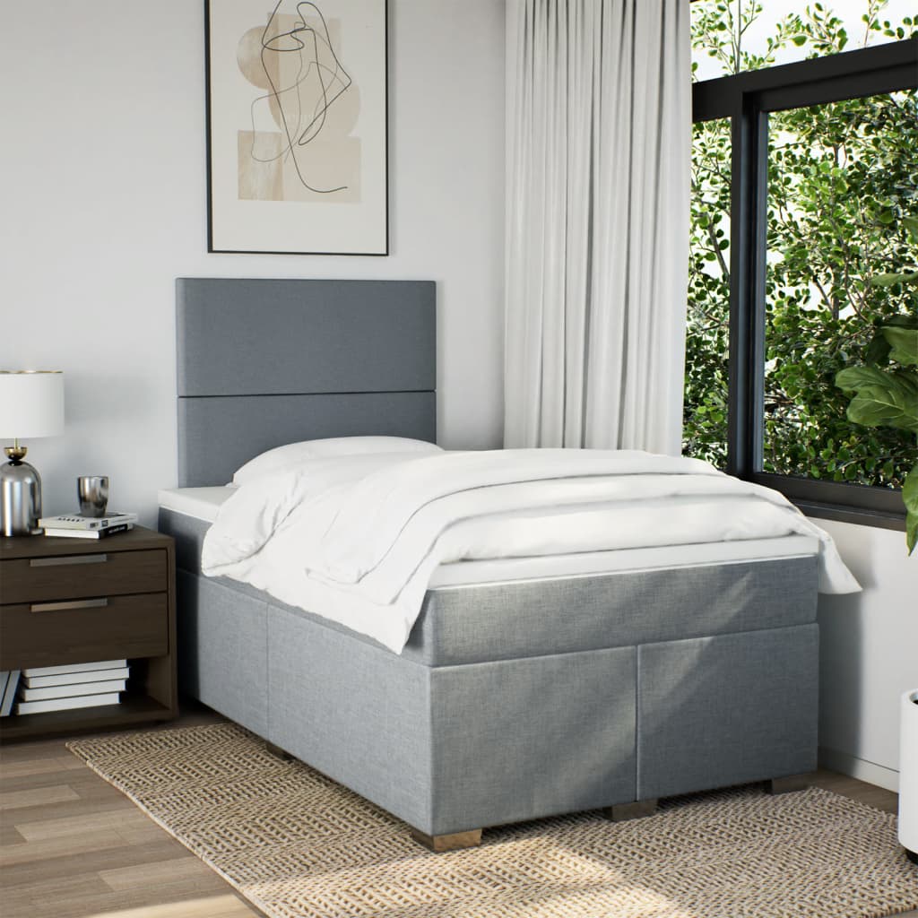 Boxspring met matras stof lichtgrijs 120x190 cm Bedden & bedframes | Creëer jouw Trendy Thuis | Gratis bezorgd & Retour | Trendy.nl