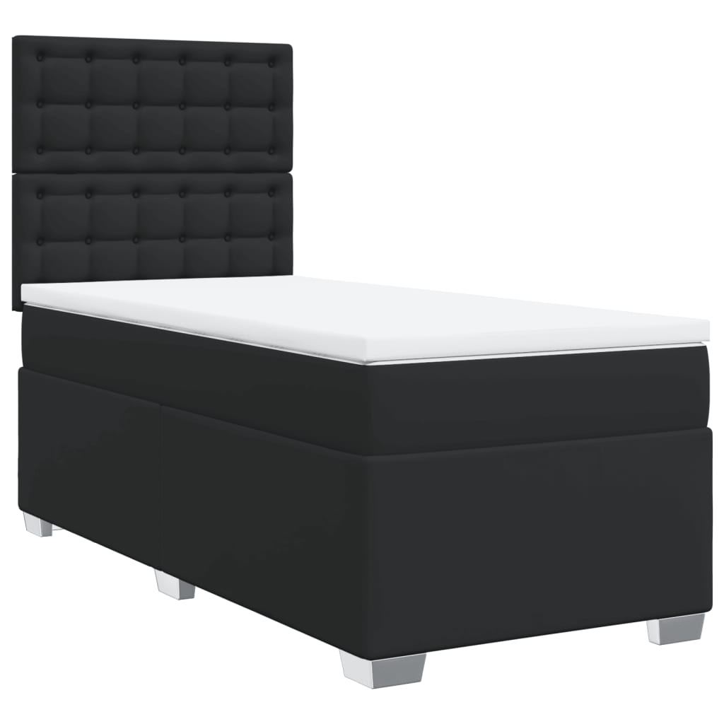 Boxspring met matras kunstleer zwart 90x190 cm Bedden & bedframes | Creëer jouw Trendy Thuis | Gratis bezorgd & Retour | Trendy.nl