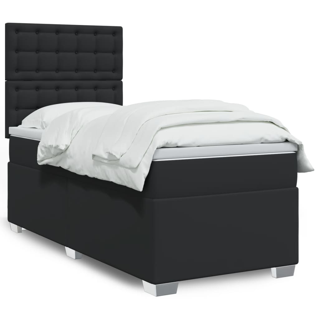 Boxspring met matras kunstleer zwart 90x190 cm Bedden & bedframes | Creëer jouw Trendy Thuis | Gratis bezorgd & Retour | Trendy.nl