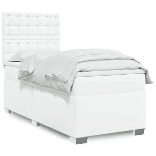 Boxspring met matras kunstleer wit 90x190 cm Bedden & bedframes | Creëer jouw Trendy Thuis | Gratis bezorgd & Retour | Trendy.nl