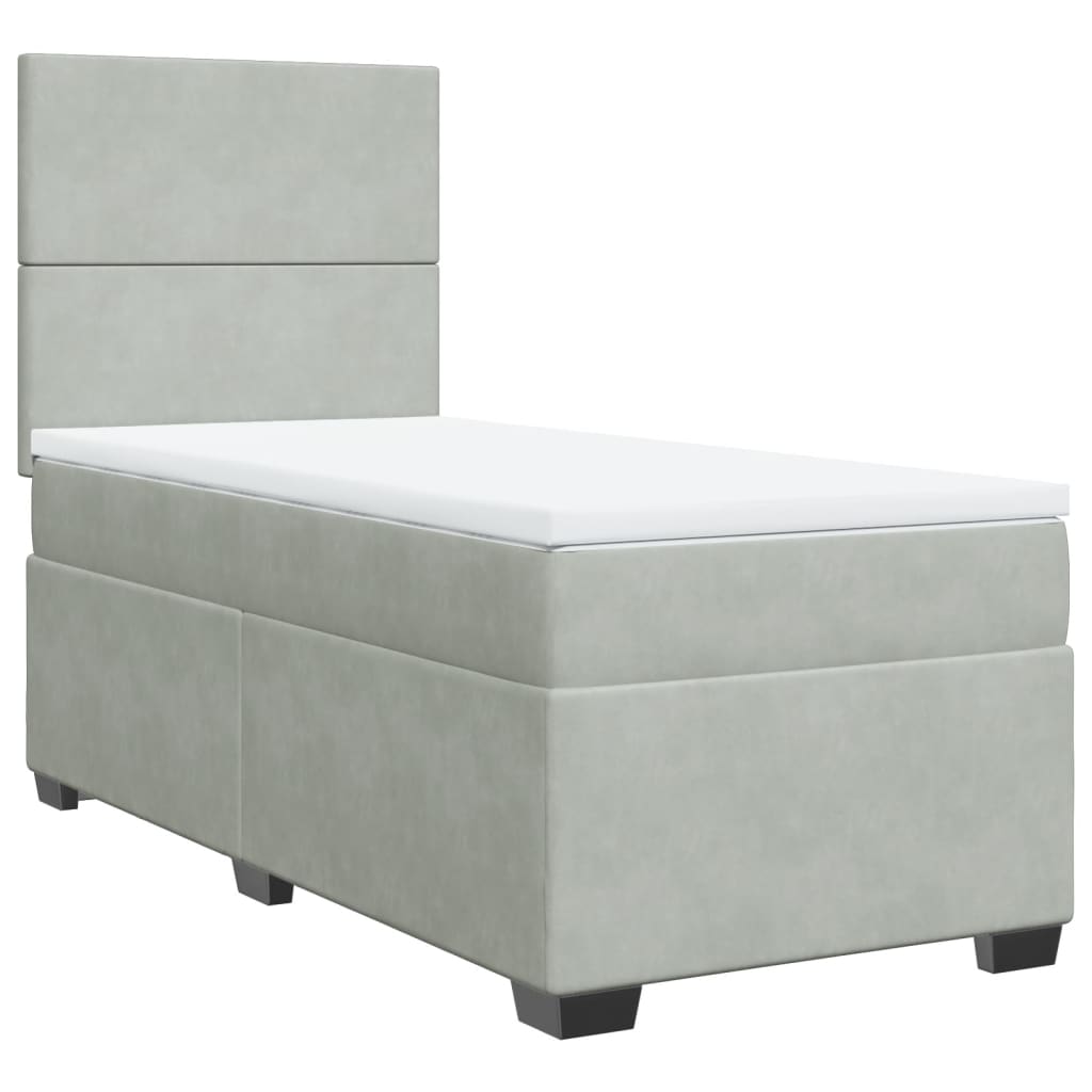 Boxspring met matras fluweel lichtgrijs 90x190 cm Bedden & bedframes | Creëer jouw Trendy Thuis | Gratis bezorgd & Retour | Trendy.nl