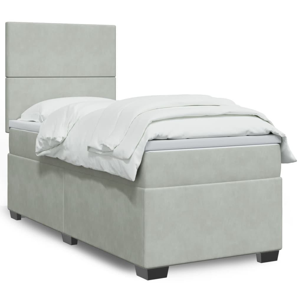 Boxspring met matras fluweel lichtgrijs 90x190 cm Bedden & bedframes | Creëer jouw Trendy Thuis | Gratis bezorgd & Retour | Trendy.nl