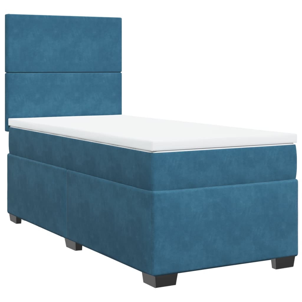 Boxspring met matras fluweel blauw 90x190 cm Bedden & bedframes | Creëer jouw Trendy Thuis | Gratis bezorgd & Retour | Trendy.nl