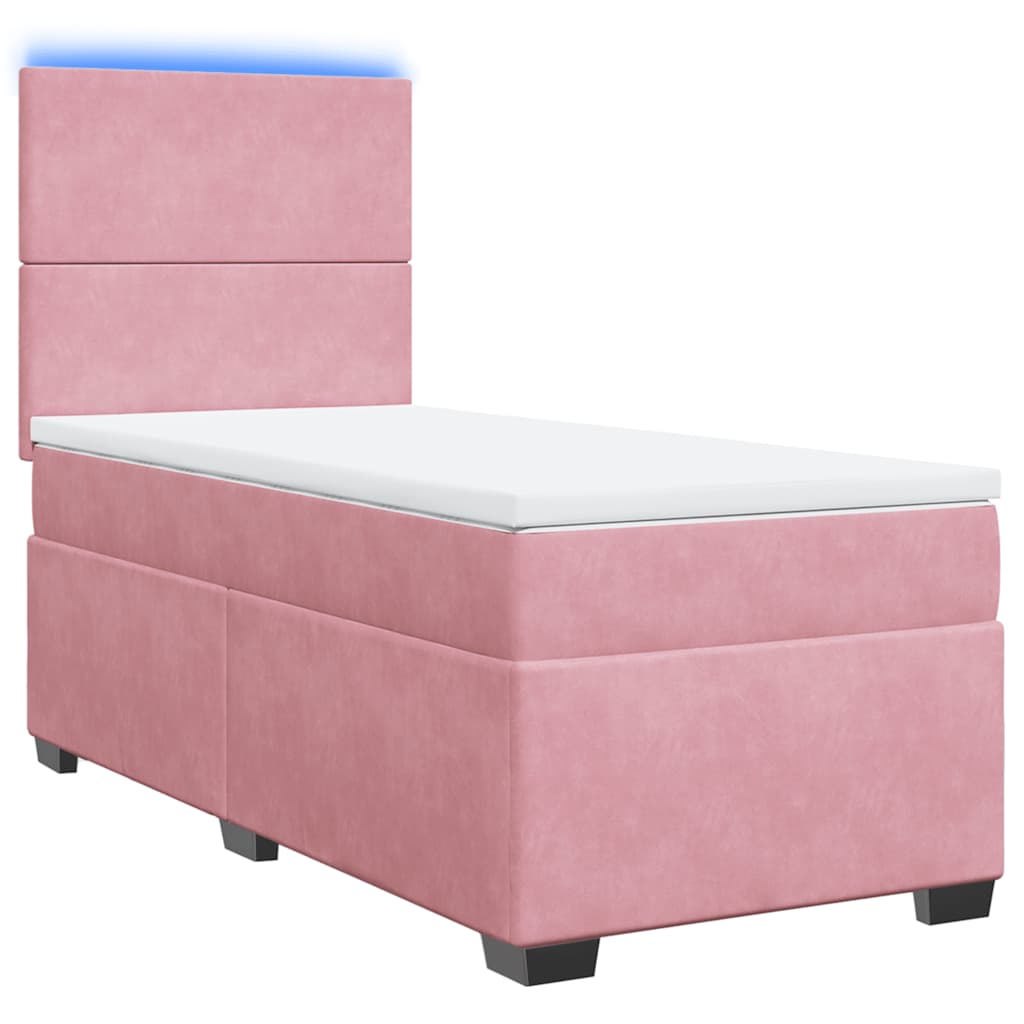 Boxspring met matras fluweel roze 90x190 cm