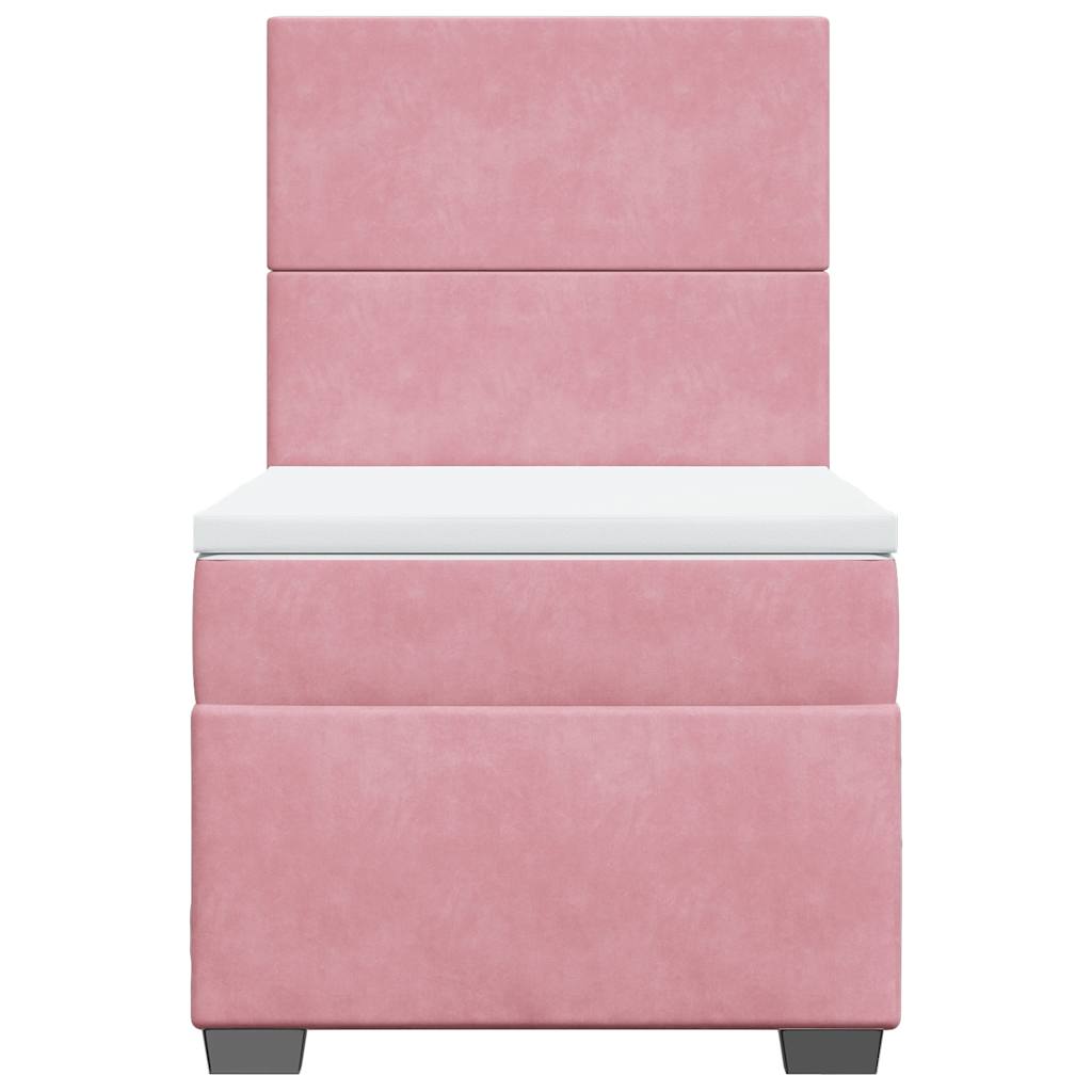 Boxspring met matras fluweel roze 90x190 cm