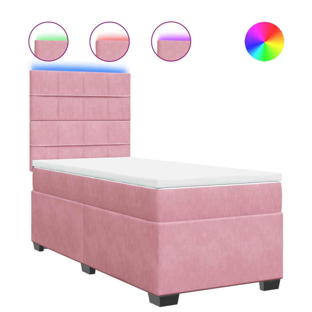 Boxspring met matras fluweel roze 90x190 cm Bedden & bedframes | Creëer jouw Trendy Thuis | Gratis bezorgd & Retour | Trendy.nl