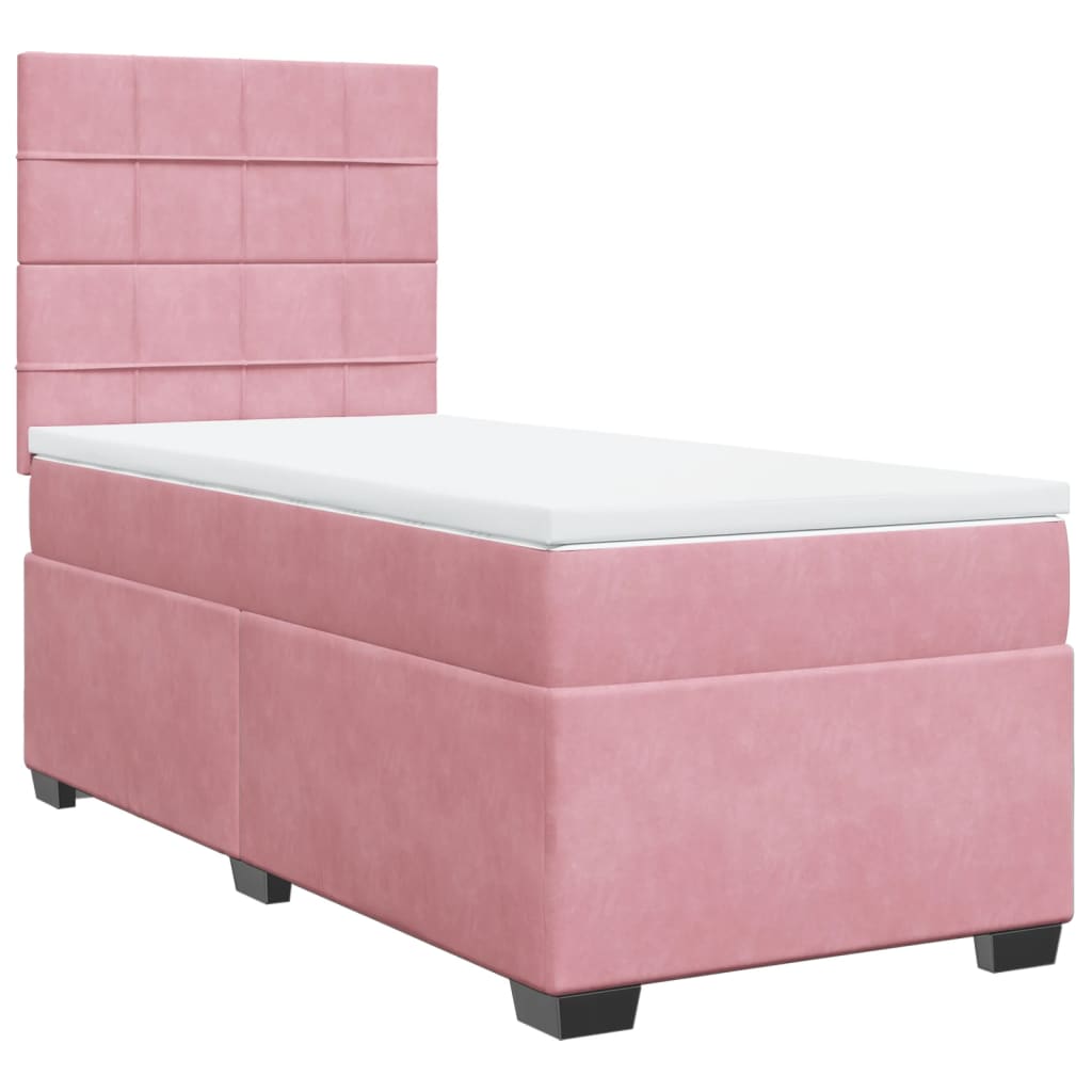 Boxspring met matras fluweel roze 90x190 cm Bedden & bedframes | Creëer jouw Trendy Thuis | Gratis bezorgd & Retour | Trendy.nl