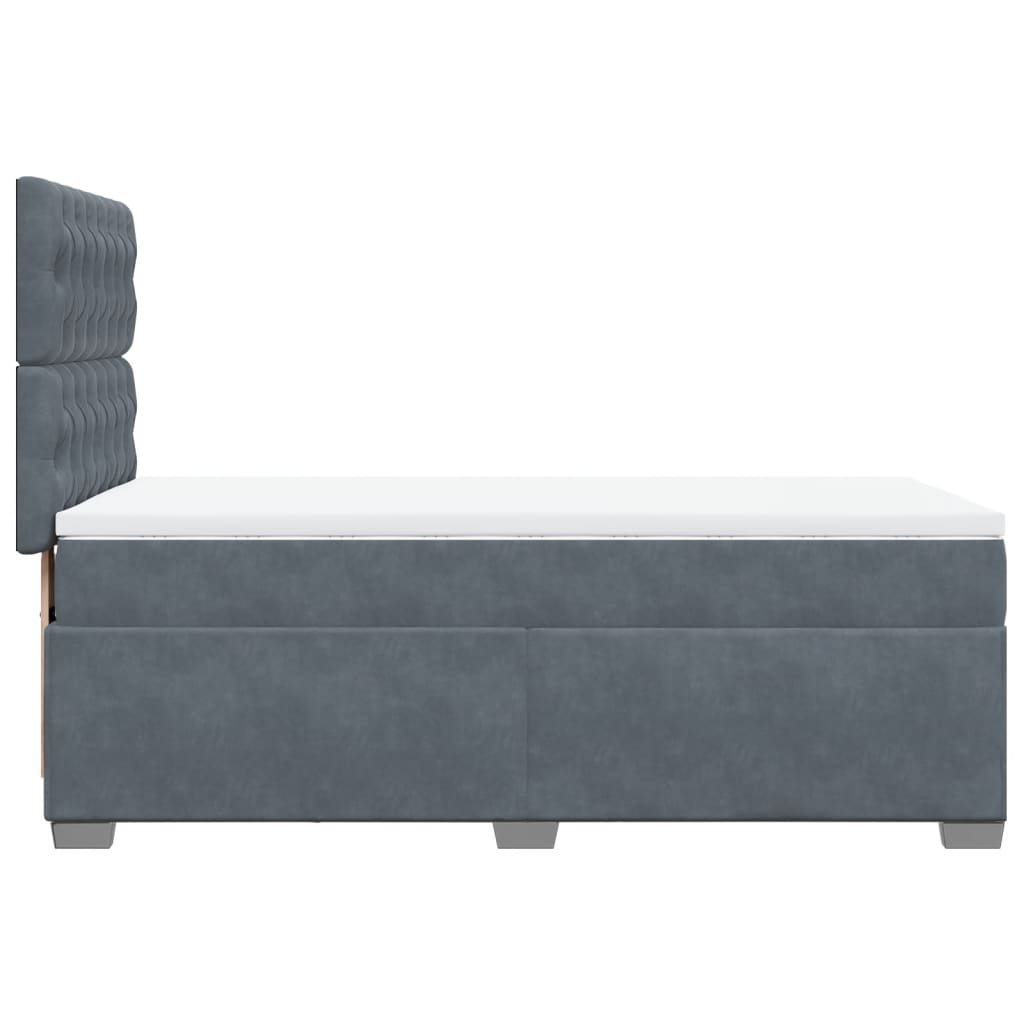 Boxspring met matras fluweel donkergrijs 90x190 cm Bedden & bedframes | Creëer jouw Trendy Thuis | Gratis bezorgd & Retour | Trendy.nl