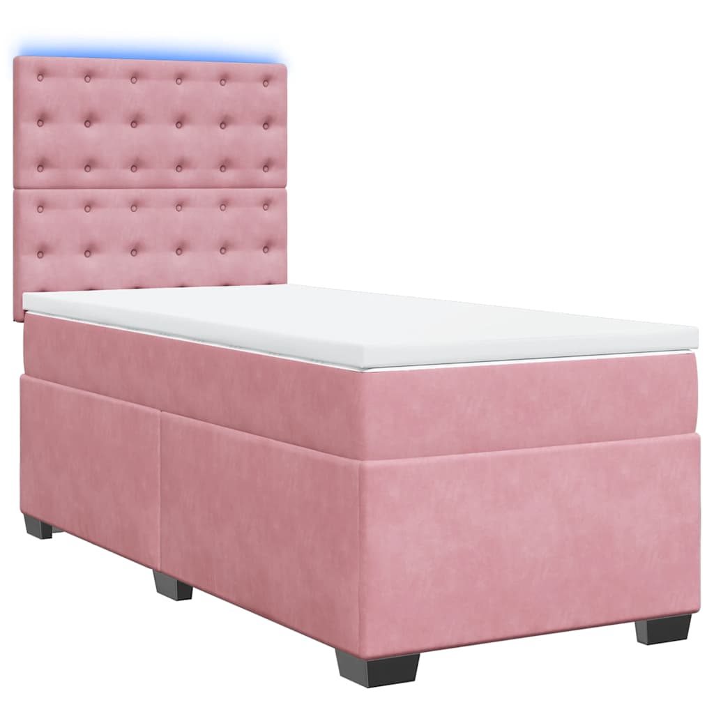 Boxspring met matras fluweel roze 90x190 cm