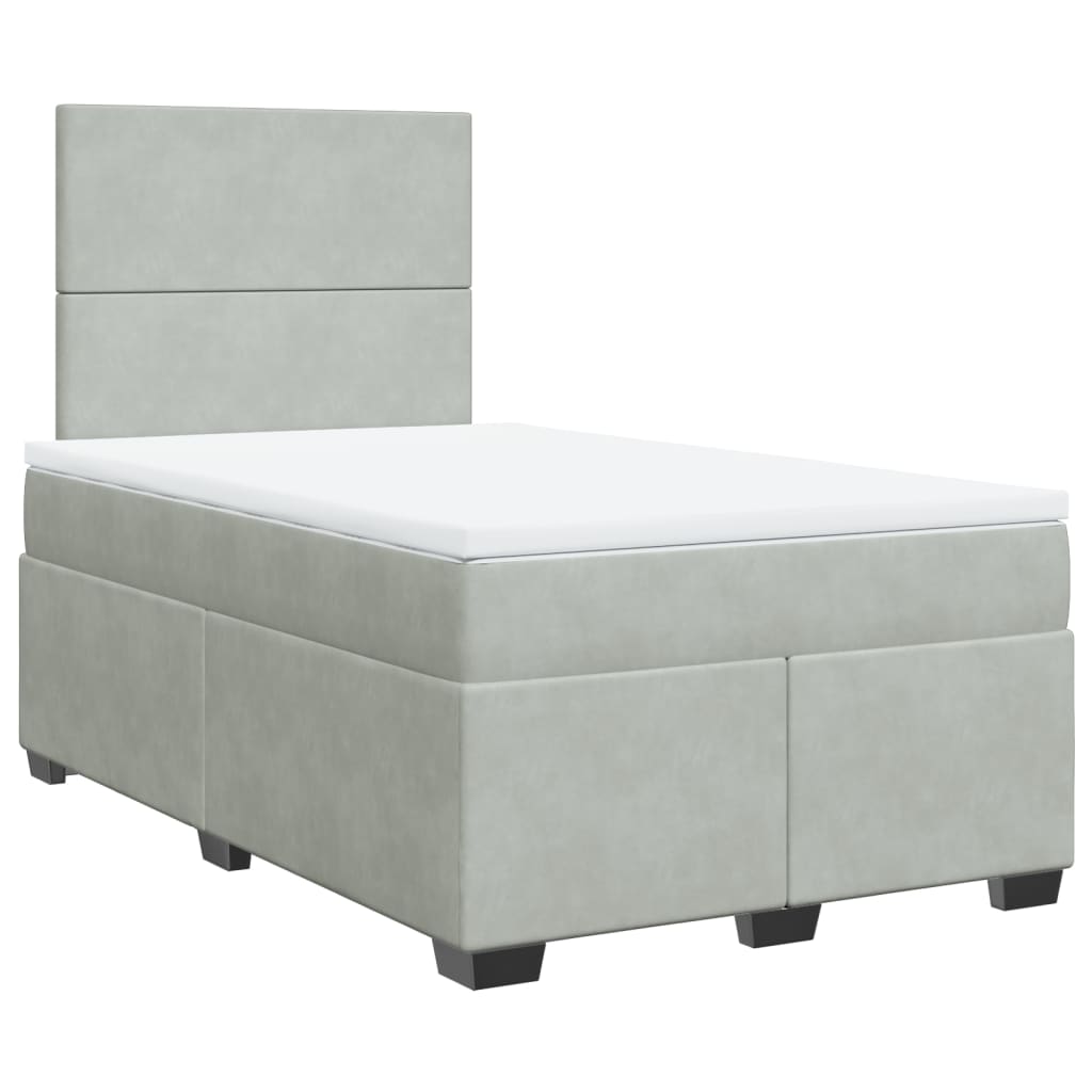 Boxspring met matras fluweel lichtgrijs 120x190 cm Bedden & bedframes | Creëer jouw Trendy Thuis | Gratis bezorgd & Retour | Trendy.nl