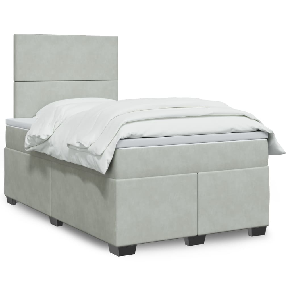 Boxspring met matras fluweel lichtgrijs 120x190 cm Bedden & bedframes | Creëer jouw Trendy Thuis | Gratis bezorgd & Retour | Trendy.nl