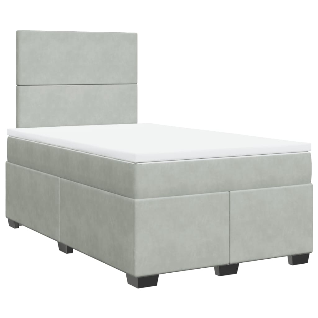 Boxspring met matras fluweel lichtgrijs 120x200 cm Bedden & bedframes | Creëer jouw Trendy Thuis | Gratis bezorgd & Retour | Trendy.nl