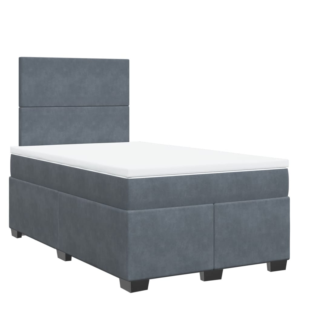 Boxspring met matras fluweel donkergrijs 120x200 cm Bedden & bedframes | Creëer jouw Trendy Thuis | Gratis bezorgd & Retour | Trendy.nl