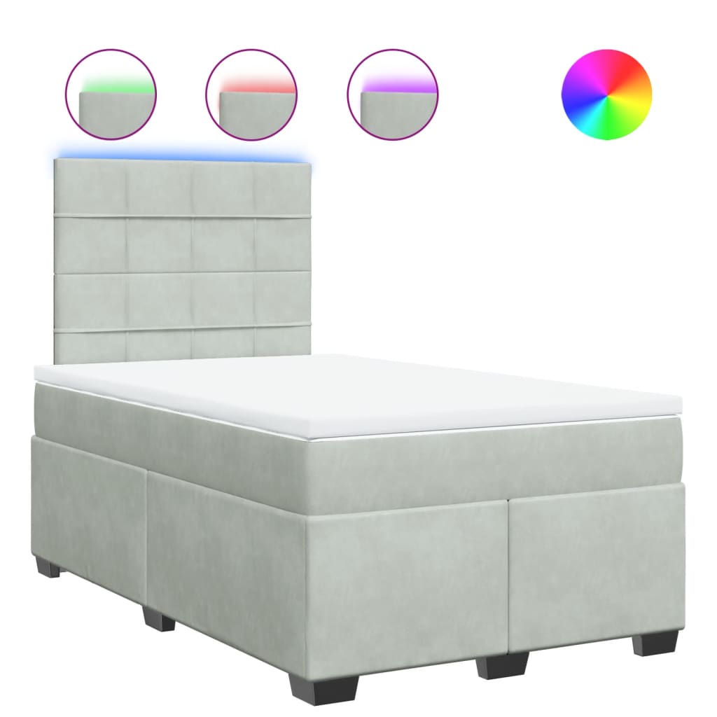 Boxspring met matras fluweel lichtgrijs 120x200 cm Bedden & bedframes | Creëer jouw Trendy Thuis | Gratis bezorgd & Retour | Trendy.nl