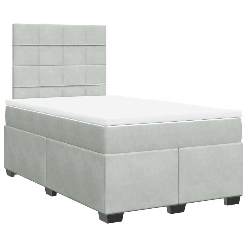 Boxspring met matras fluweel lichtgrijs 120x200 cm Bedden & bedframes | Creëer jouw Trendy Thuis | Gratis bezorgd & Retour | Trendy.nl