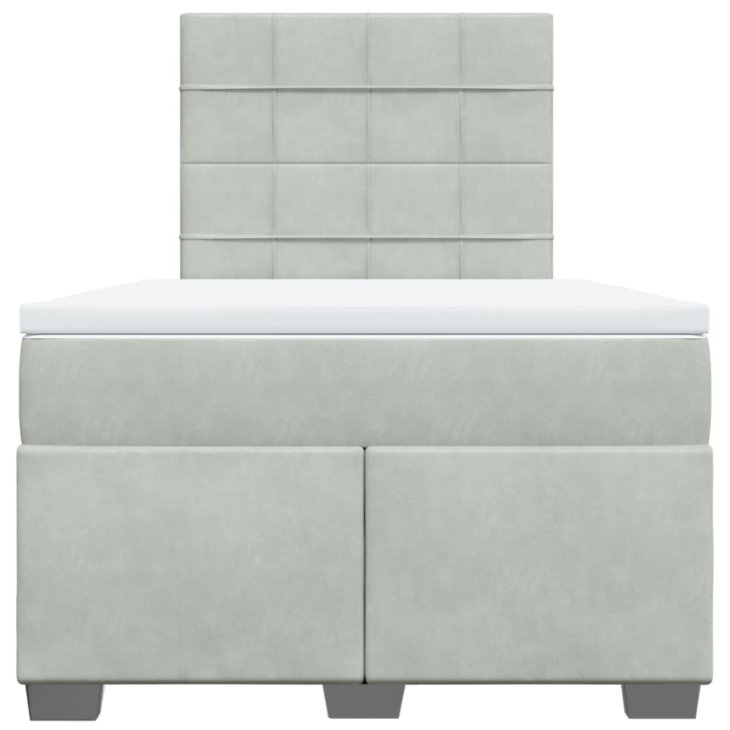 Boxspring met matras fluweel lichtgrijs 120x200 cm Bedden & bedframes | Creëer jouw Trendy Thuis | Gratis bezorgd & Retour | Trendy.nl