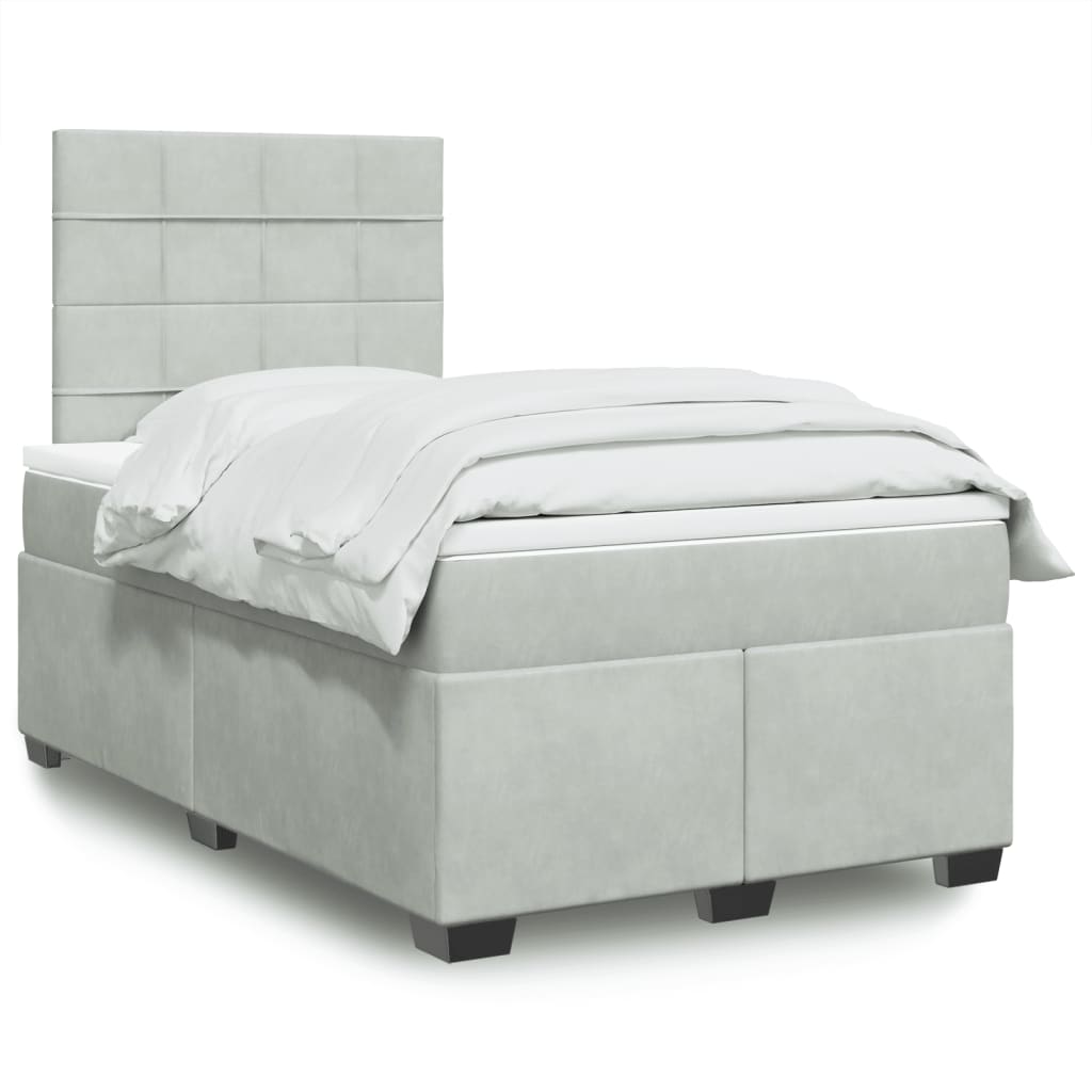 Boxspring met matras fluweel lichtgrijs 120x200 cm Bedden & bedframes | Creëer jouw Trendy Thuis | Gratis bezorgd & Retour | Trendy.nl