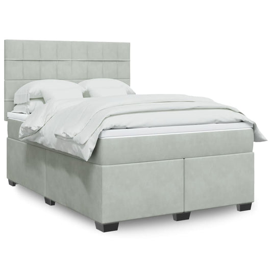 Boxspring met matras fluweel lichtgrijs 140x190 cm Bedden & bedframes | Creëer jouw Trendy Thuis | Gratis bezorgd & Retour | Trendy.nl