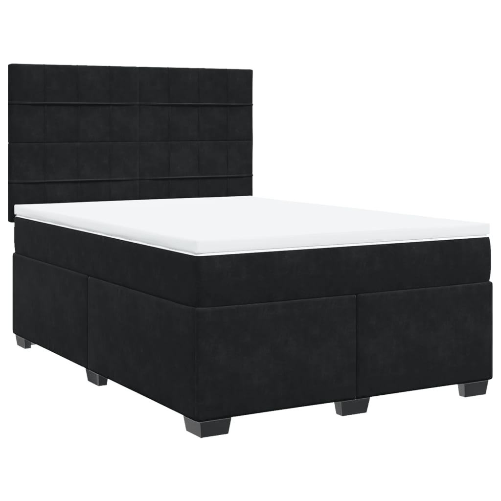 Boxspring met matras fluweel zwart 140x190 cm Bedden & bedframes | Creëer jouw Trendy Thuis | Gratis bezorgd & Retour | Trendy.nl